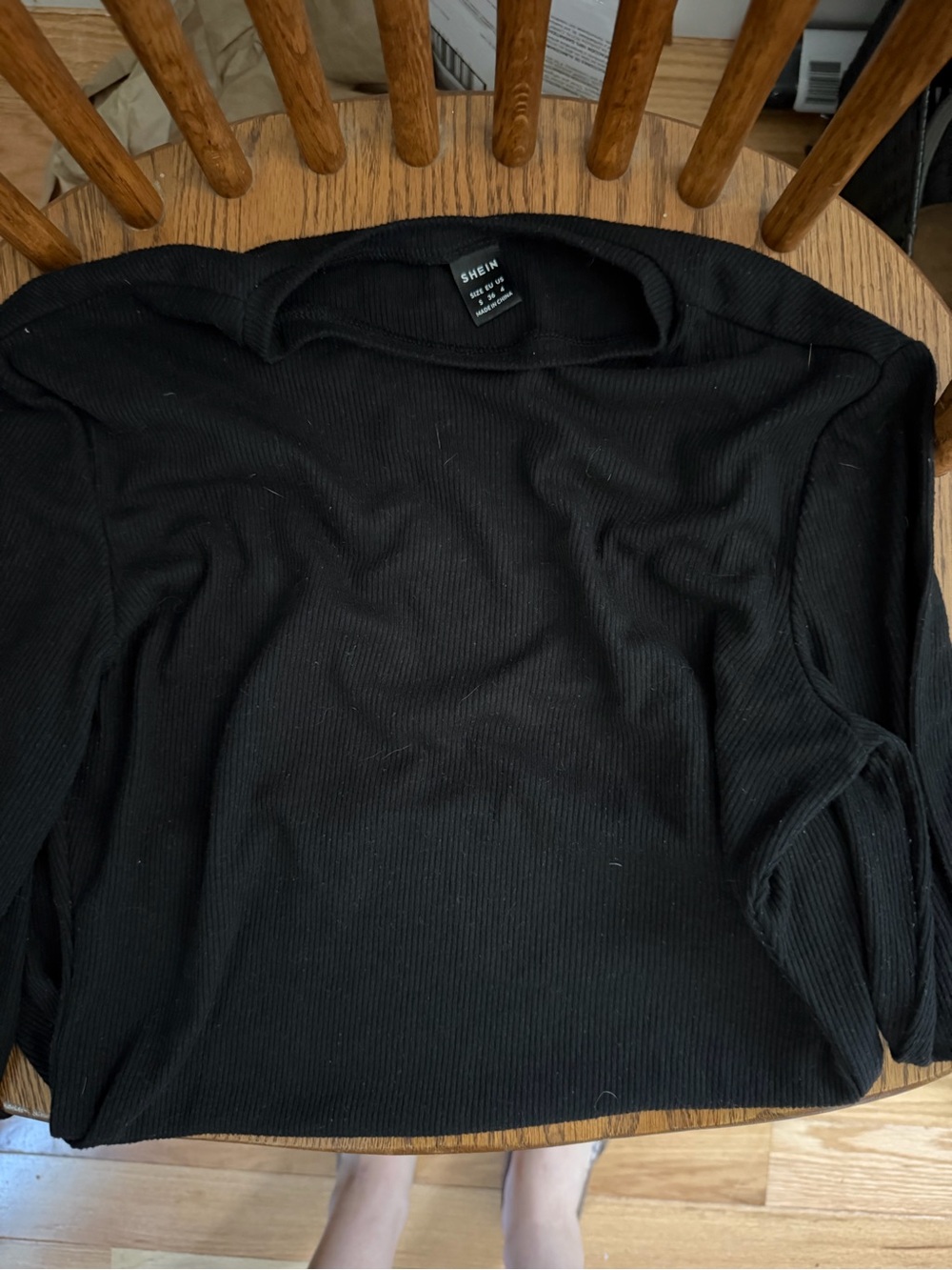 SHEIN Black Ribbed Crew Neck Sweater